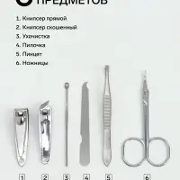 Набор маникюрный, 6 предметов, в футляре, чёрный