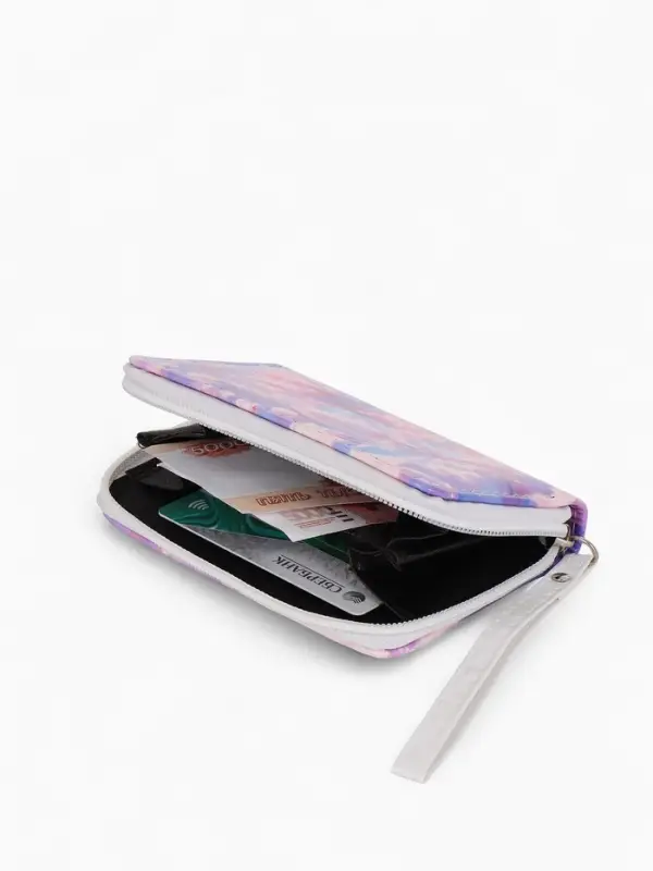 Кошелек жен 07-01-01 Июнь2535 цветы, 12*1,5*9 см, 2 отд+отд/молн, д/карт, сиреневый Кошелек жен 07-01-01 Июнь2535 цветы, 12*1,5*9 см, 2 отд+отд/молн, д/карт, сиреневый