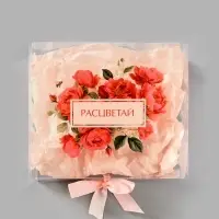 Коробка подарочная пластиковая с тишью и гирляндой &laquo;Расцветай&raquo;, 20&times;18&times;5 см
