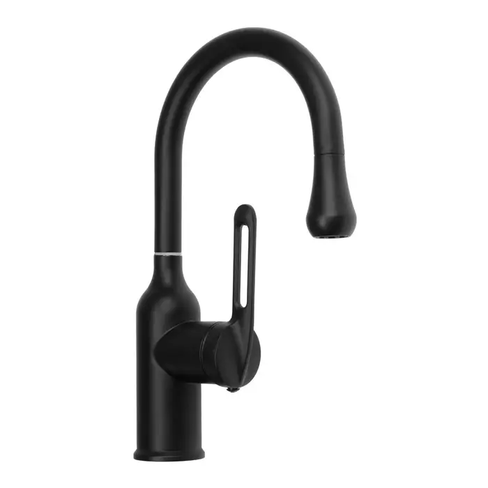 Смеситель для кухни ZEIN Z3741, &laquo;капелька&raquo;, однорычажный, высота излива 13 см, черный