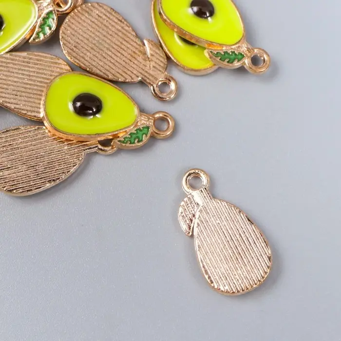 Декор для творчества металл, эмаль  Декор для творчества металл, эмаль "Авокадо" зелёный 1,7х1 см