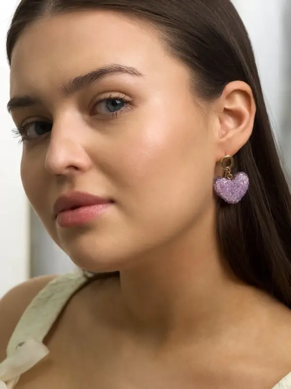 Серьги &laquo;Сердце сахарное&raquo;, фиолетовые в золоте