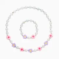 Набор детских украшений &laquo;Выбражулька. Цветы, кристаллы&raquo;, 2 предмета: бусы 35 см, браслет d=6 см, фиолетовый, розовый