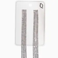 Серьги висячие со стразами &laquo;Водопад&raquo;, прямые нити, белые в серебре, 11.5 см