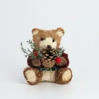 Фигурка интерьерная &laquo;Медведь с лесным букетом&raquo;, солома, 10.5&times;9.5&times;11 см