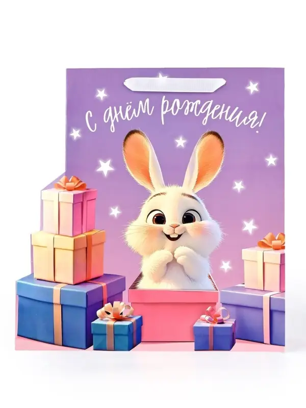 Пакет подарочный ламинированный &laquo;Подарочек&raquo;, зайчик, 31&times;11.5&times;40 см