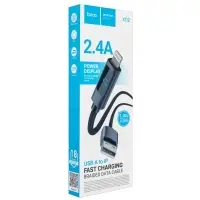 Кабель USB на Lightning 1M 2.4A с индикатором X112 HOCO черный