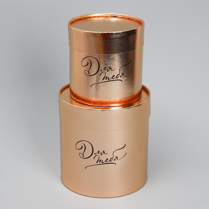 Набор золотых шляпных коробок 2 в 1, упаковка подарочная, «Для тебя», 12 х 12, 15 х 15 см