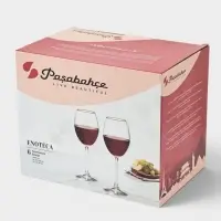 Бокалы для вина Paşabah&ccedil;e Enoteca, 440 мл, набор 6 шт., стекло, прозрачные