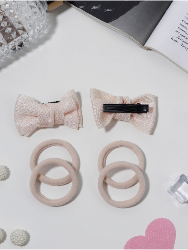 Набор для волос Набор для волос "Школьница галант" (4 резинки 3,5 см, 2 зажима 6 см) элит, бежевый