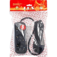 Удлинитель LUX У3-Е-05 3-местный с з/к, 250В 16А, 5м, черный