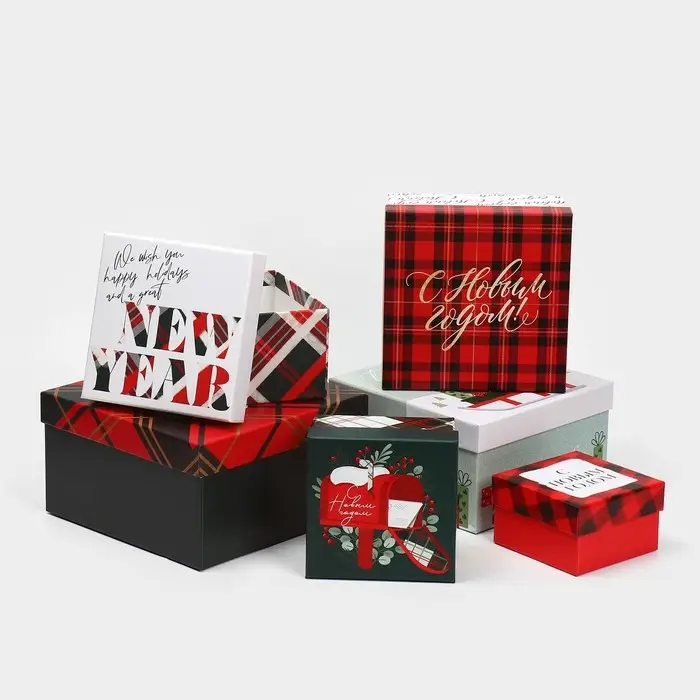 Набор подарочных коробок 6в1 «Тепла и уюта», 10 х 10 х 6 - 20 х 20 х 11 см, Новый год Набор подарочных коробок 6в1 «Тепла и уюта», 10 х 10 х 6 - 20 х 20 х 11 см, Новый год