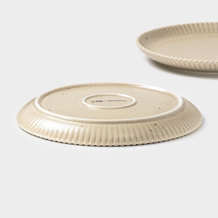 Тарелки Доляна «Коралл», d=20,8 см, набор 2 шт, фарфор, бежевые Тарелки Доляна «Коралл», d=20,8 см, набор 2 шт, фарфор, бежевые