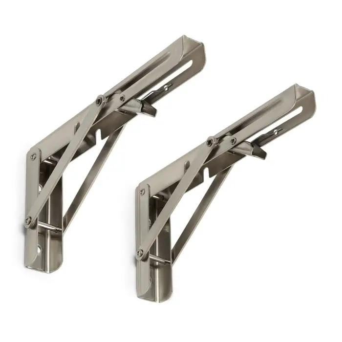 Кронштейн складной для столов и полок ТУНДРА, 2 шт., длина 200 мм, нержавеющая сталь