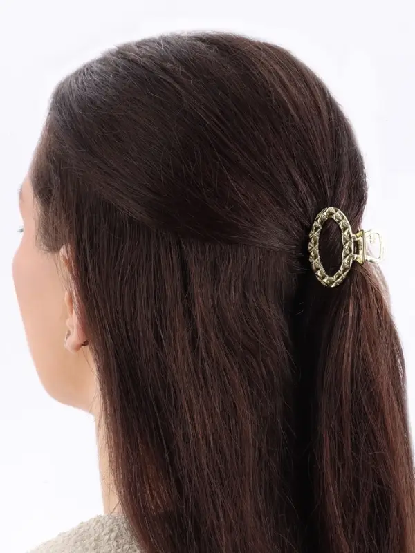 Крабик для волос &laquo;Карэн&raquo;, овал, 4 см, золотистый