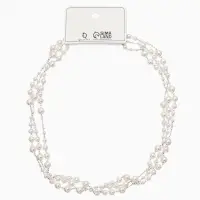 Бусы жемчужные, длинные, d=3.4, 5.6, 8.10, белые в серебре