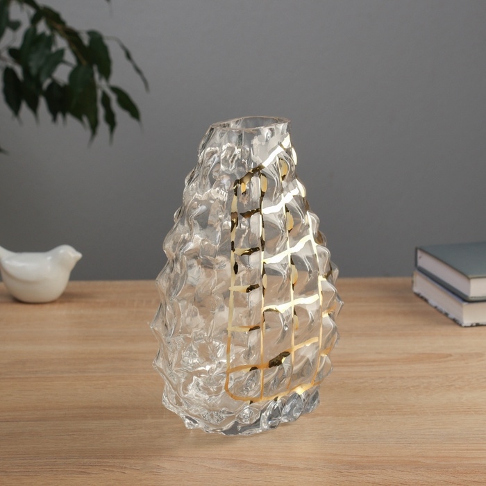 Ваза стекло настольная "Шерил галант" сетка, d-6х5см, h-22,5х19 см, прозрачный