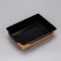 Салатник одноразовый, контейнер с плоской прозрачной крышкой, чёрный, 1 л, 20&times;14&times;5.5 см