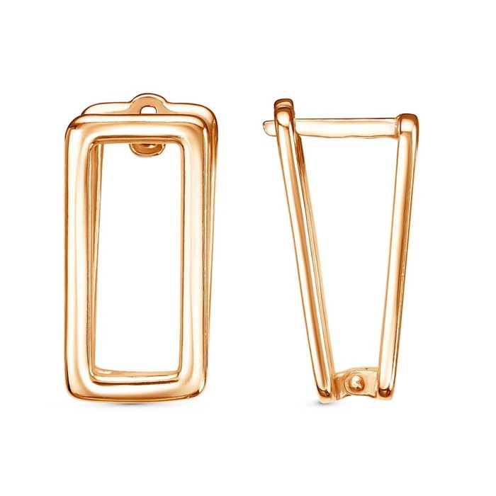 Серьги «Прямоугольник» объемный, розовое золочение Серьги «Прямоугольник» объемный, розовое золочение