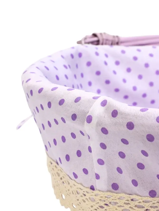 Корзина плетеная 32 х 32 х 14 см, ручка h=14 см фиол-ый  ткань Корзина плетеная 32 х 32 х 14 см, ручка h=14 см фиол-ый  ткань