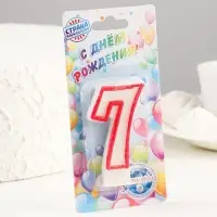 Свеча для торта «Цифра 7», 7 см, МИКС