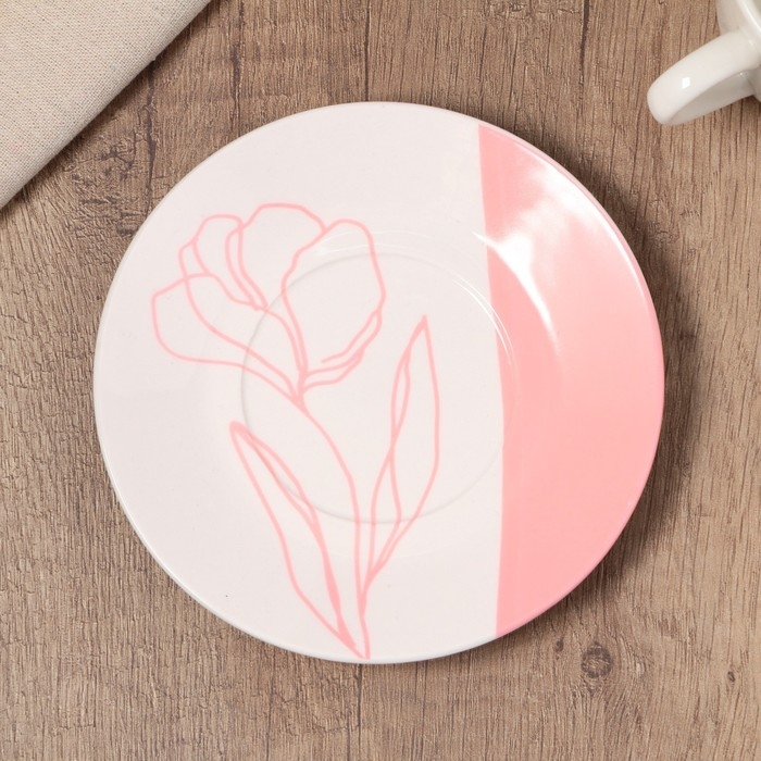 Чайная пара керамическая «И пусть весь мир подождет», 200 мл, цвет белый Чайная пара керамическая «И пусть весь мир подождет», 200 мл, цвет белый