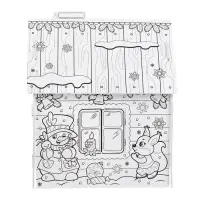 Домик-раскраска 3 в 1 &laquo;В гостях у Деда Мороза&raquo;, 5 фломастеров, 6 деталей