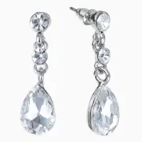 Набор 2 предмета: серьги, колье, цветок, белый в серебре, 45 см