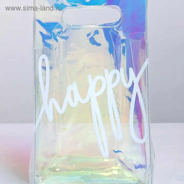 Пакет подарочный из голографического пластика, упаковка, Happy, 13 х 23 х 6 см Пакет подарочный из голографического пластика, упаковка, Happy, 13 х 23 х 6 см