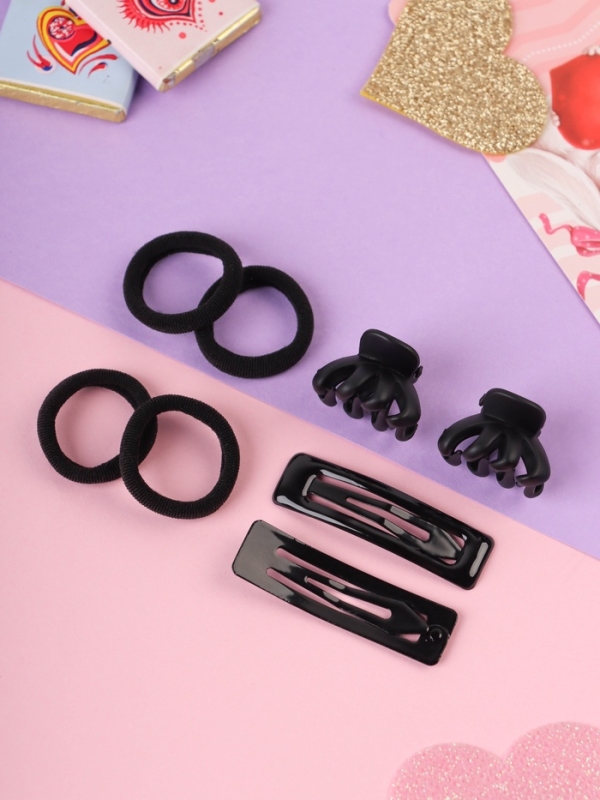 Набор для волос Набор для волос "Эстер" (10 резинок, 2 см, 4 краба 2 см, 2 невидимки 5 см) зубья, чёрный