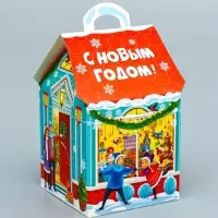 Подарочная новогодняя коробка «Волшебная лавка», домик, 12×12×19 см