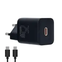 Сетевое зарядное устройство с кабелем Type-C-Type-C PD25W TZCCSUP-L01 Baseus черное