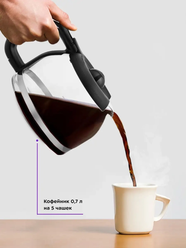 Кофеварка капельная электрическая 700 Вт - 0.7 л КТ-738 Кофеварка капельная электрическая 700 Вт - 0.7 л КТ-738