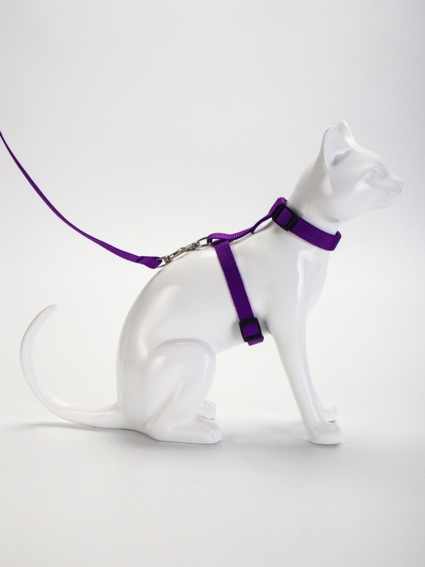 Комплект для кошек, ширина 1,5 см, ОШ 16,5-27 см, ОГ 21-35 см, поводок 120 см, фиолетовый