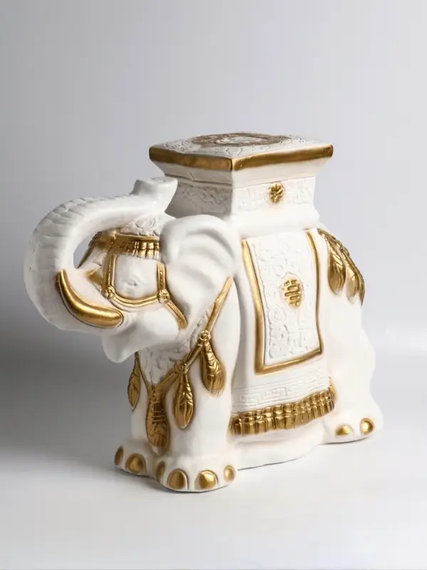 Фигура - подставка для мелочей &laquo;Слон&raquo;, столик, гипс, бело-золотой, 21&times;54&times;43 см