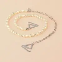 Лямки для бюстгальтера, декоративные с жемчугом, фурнитура металл, 5 мм, 45 см, пара, белые