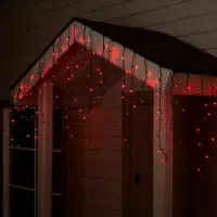 Гирлянда &laquo;Бахрома&raquo; 4&times;0.6 м, IP44, тёмная нить, 180 LED, свечение красное, 8 режимов, 220 В