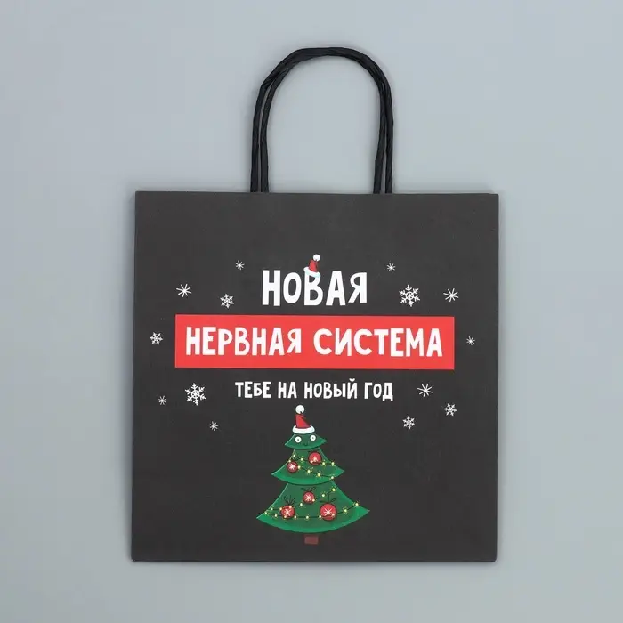 Пакет подарочный новогодний крафтовый &laquo;Нервы&raquo;, 22&times;22&times;11 см