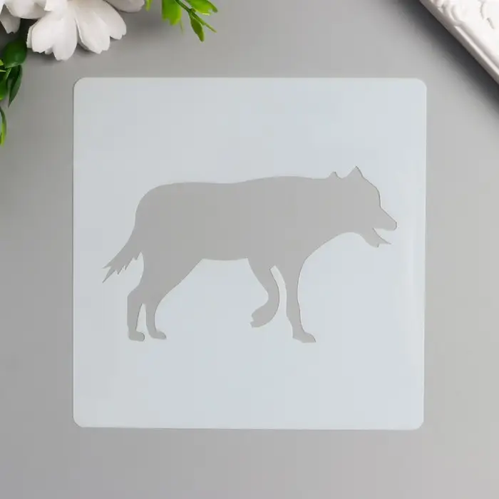 Трафарет пластик  Трафарет пластик "Животные. Волк" 13х13 см