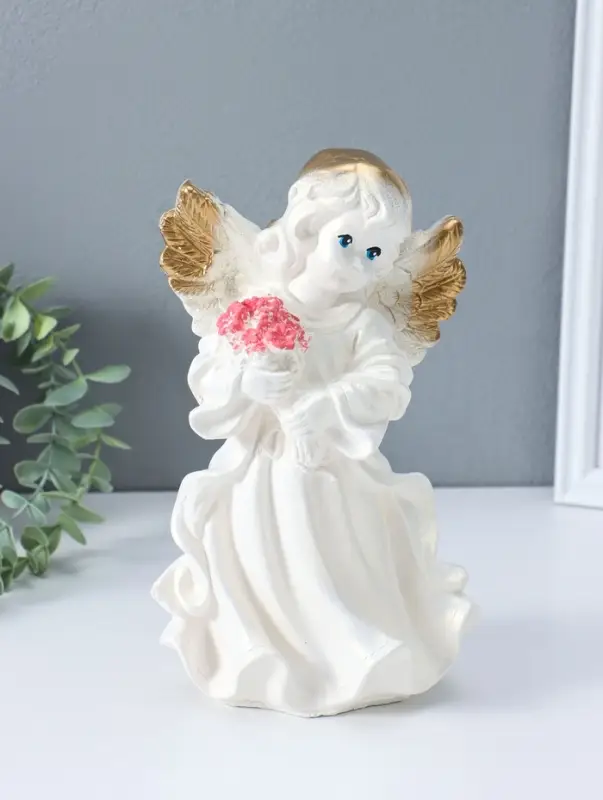 Фигура "Ангел в платье" перламутр 25х15х15см