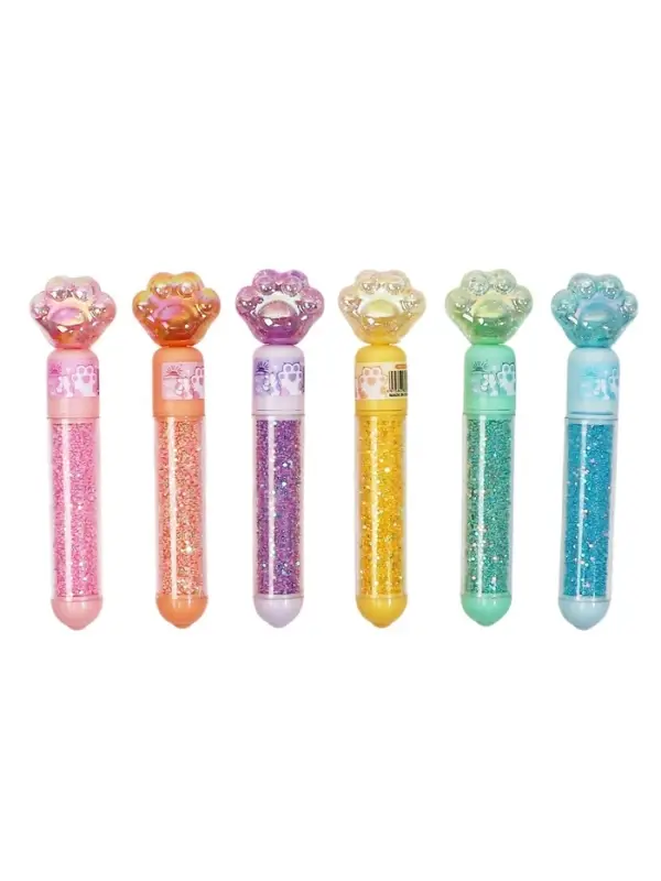 Набор маркеров-текстовыделителей &laquo;Лапки блеск&raquo;, 3 цвета, скошенный наконечник, узел 4 мм, МИКС