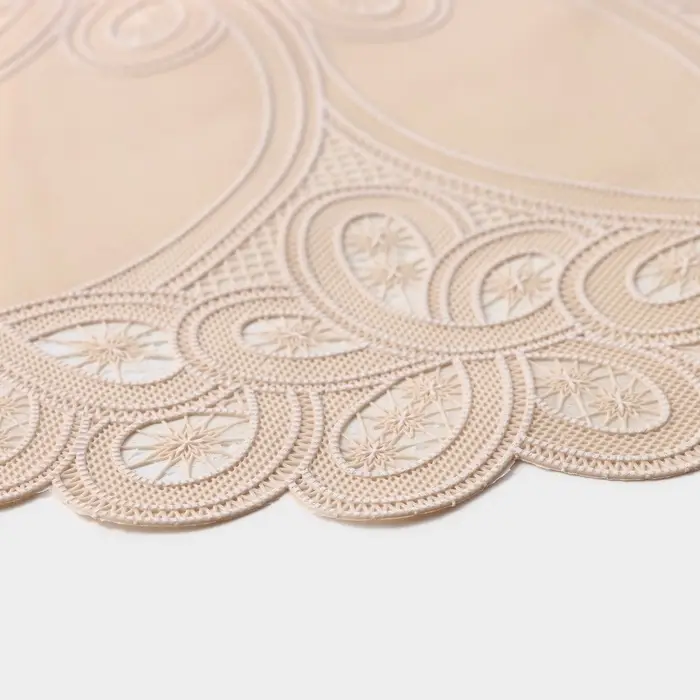Салфетка ажурная &laquo;Цветок&raquo;, d=38 см, бежевая