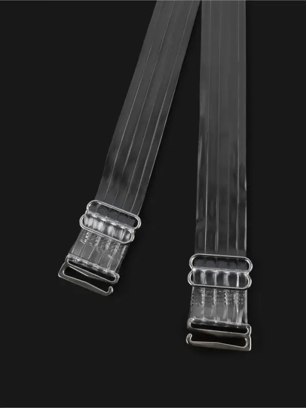 Лямки для бюстгальтера, силиконовые, фурнитура металл, 5 полос, 1.9 см, 37 см, пара, прозрачные Лямки для бюстгальтера, силиконовые, фурнитура металл, 5 полос, 1.9 см, 37 см, пара, прозрачные