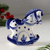 Сувенир Коняшка-качалка, 8х9,5 см, гжель