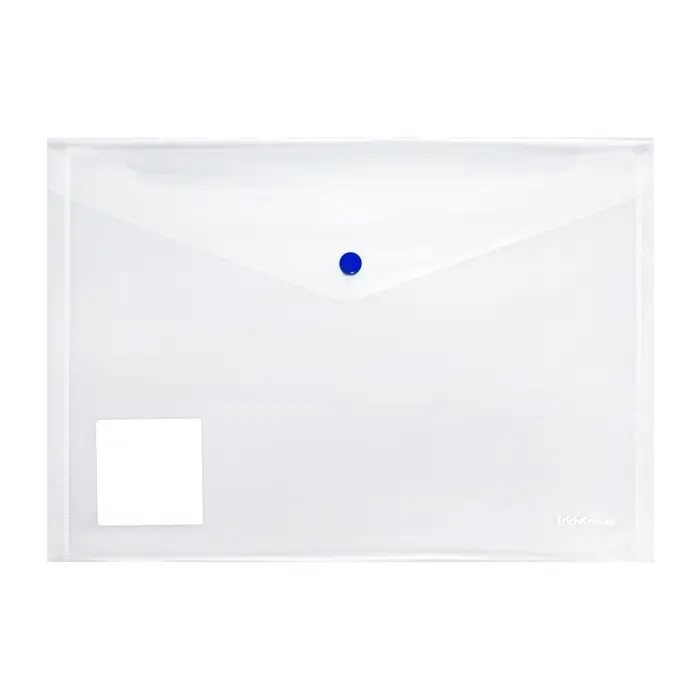 Папка-конверт на кнопке А4, 160 мкм, ErichKrause Glossy Clear, глянцевая, с цветной кнопкой, прозрачная, микс Папка-конверт на кнопке А4, 160 мкм, ErichKrause Glossy Clear, глянцевая, с цветной кнопкой, прозрачная, микс