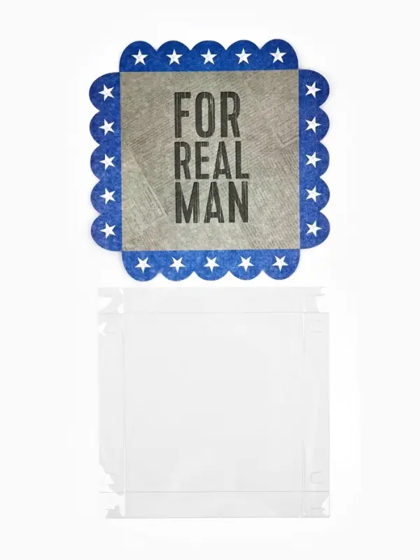 Коробка для печенья с прозрачной крышкой For real man, 18&times;18&times;3 см