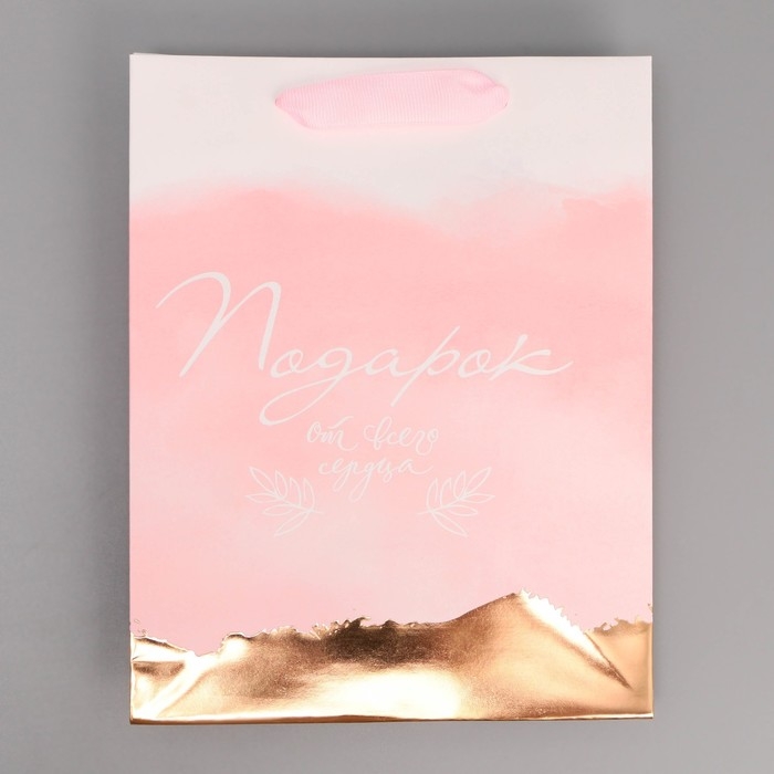 Пакет подарочный ламинированный вертикальный, упаковка, «Искренние чувства», MS 18 х 23 х 10 см