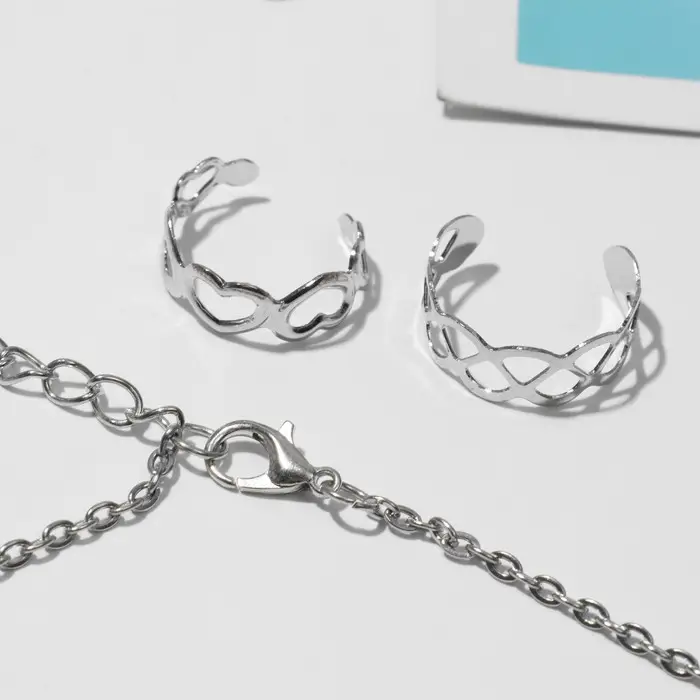 Набор детский «Выбражулька» 3 предмета: кулон 40 см, 2 кольца, медвежонок, белый в серебре Набор детский «Выбражулька» 3 предмета: кулон 40 см, 2 кольца, медвежонок, белый в серебре