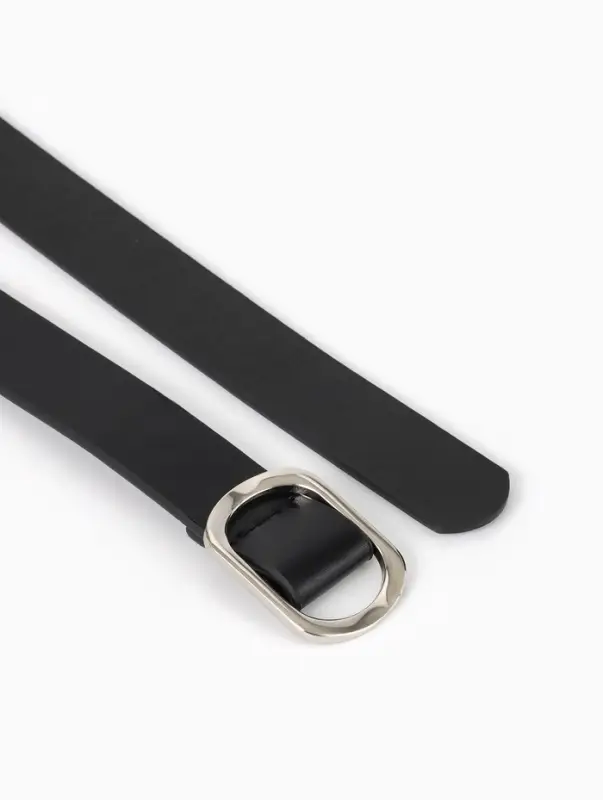 Ремень женский, затяжка, 2.5&times;110 см, без винта, серебристая пряжка, чёрный
