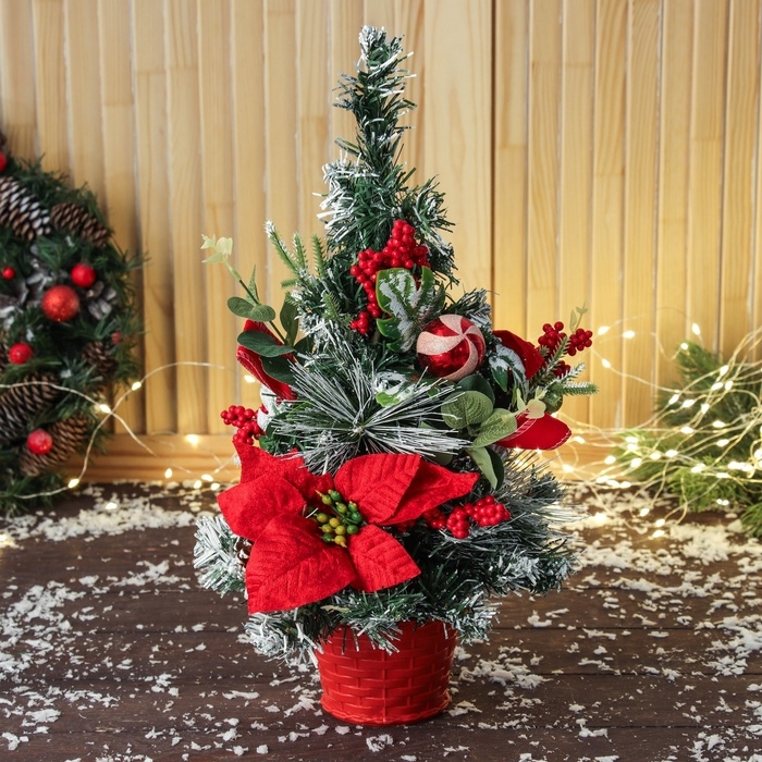 Ёлка декор  Ёлка декор "Пуансетия красная " 41х19 см